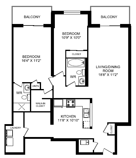 2 Bed 2 Bath