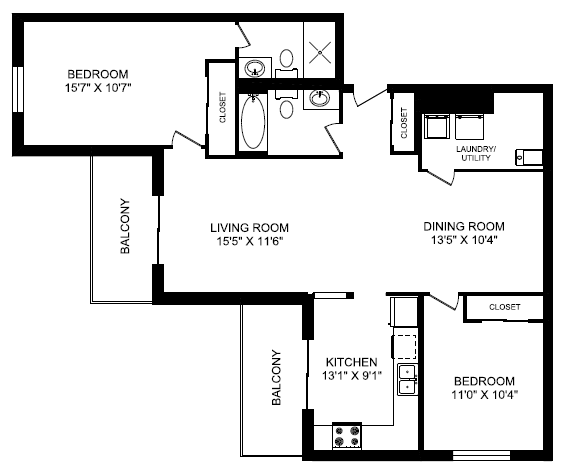2 Bed 2 Bath