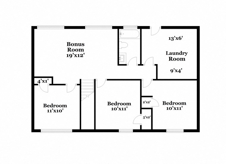 floor plan of the second floor of a house with bedrooms and baths