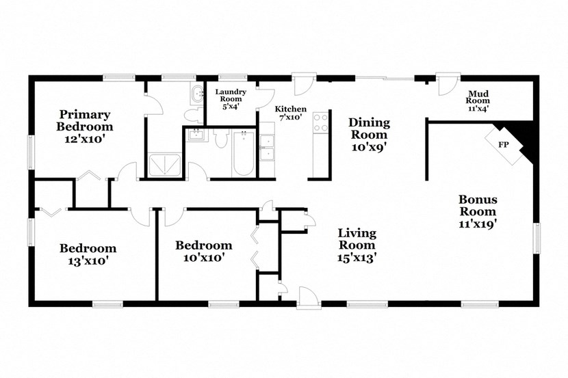 a floor plan of a house with bedrooms and a living room