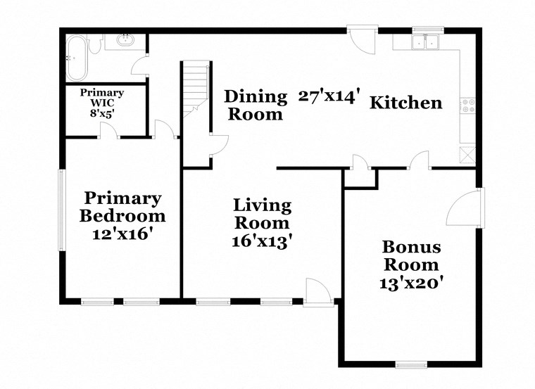 a floor plan of a house with a living room and a dinning room