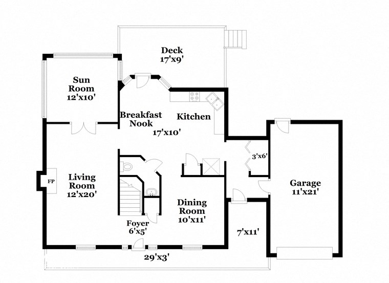 the floor plan of the house has bedrooms and a conservatory