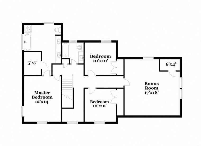 the floor plan of the house has bedrooms and baths