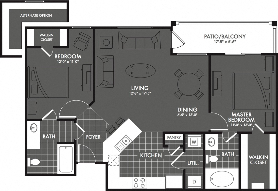 Two Bed Two Bath Floor Plan at Estates at Briggs Ranch, Texas, 78245