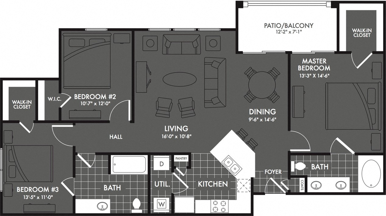 Three Bed Two Bath Floor Plan at Estates at Briggs Ranch, San Antonio, TX