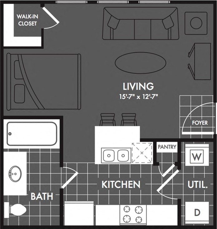 Studio Floor Plan at Estates at Briggs Ranch, San Antonio, TX