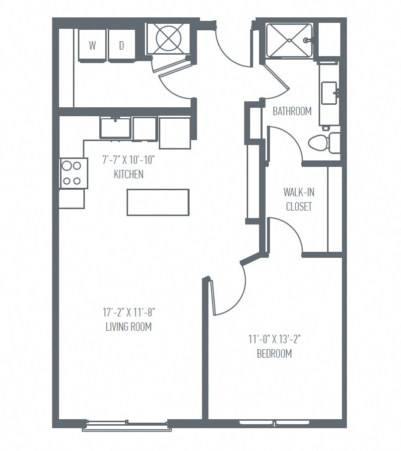 B1 Floor Plan, 804 Sq. Ft. at Union Berkley, Missouri, 64120