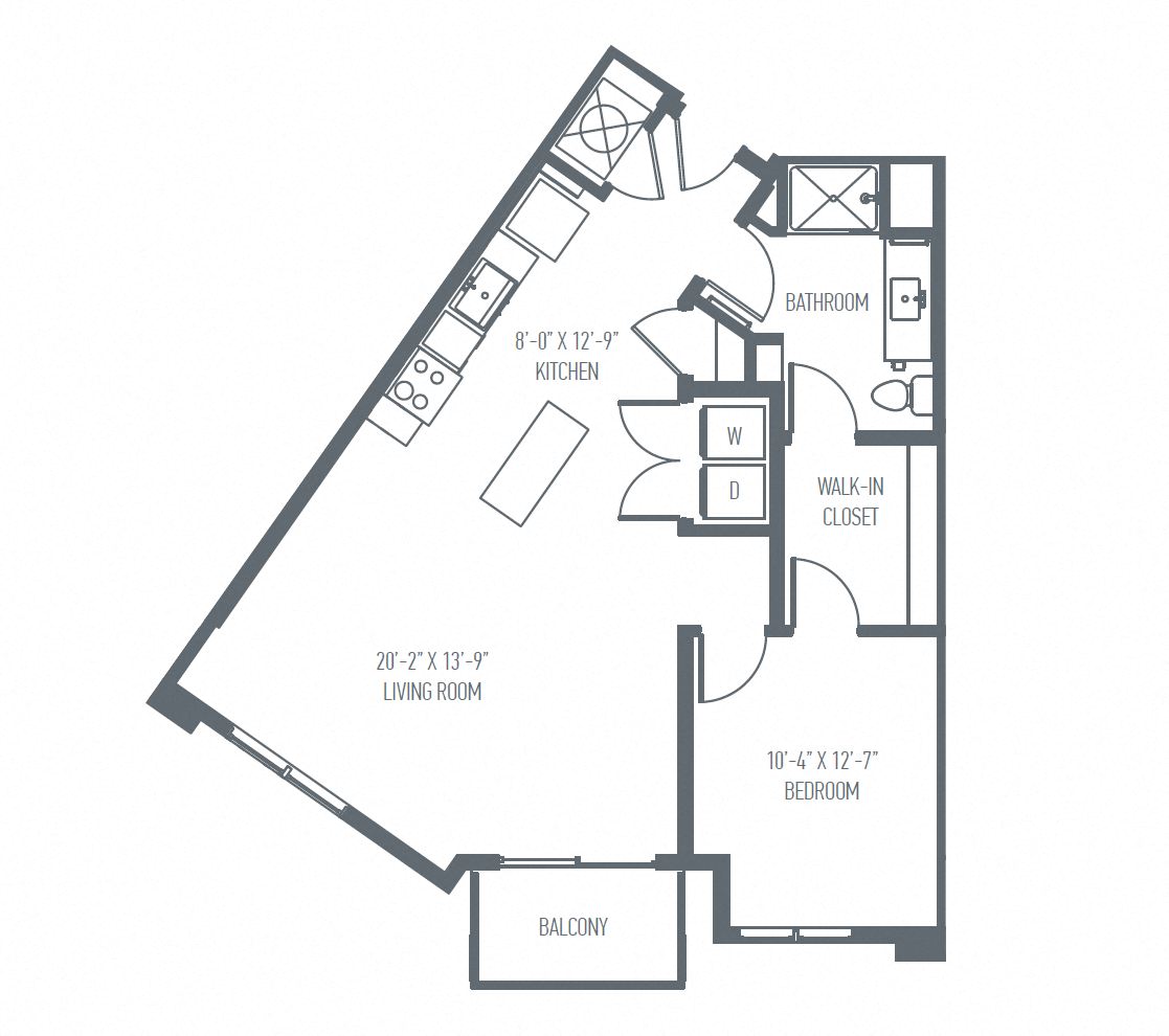 B4 Floor Plan, 848 Sq. Ft. at Union Berkley, Missouri, 64120