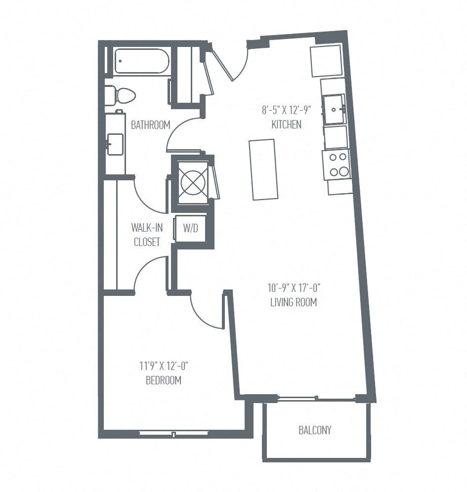 B6 | B7 Floor Plan, 892 Sq. Ft. at Union Berkley, Kansas City, 64120