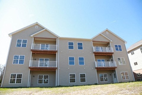 a large apartment building with balconies