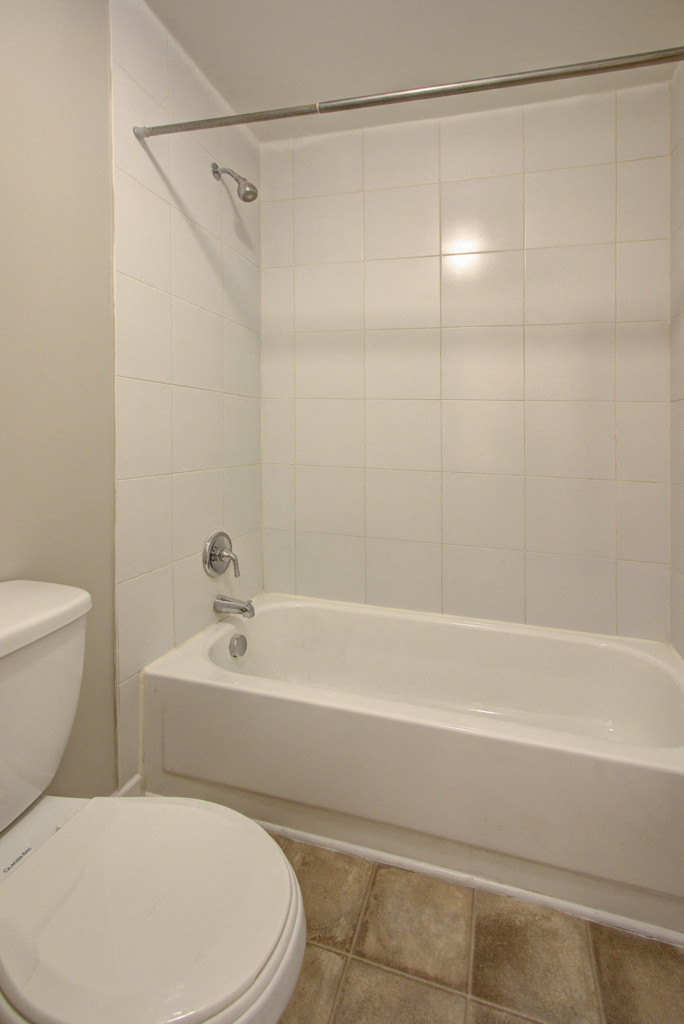 a bathroom with a toilet and a bath tub