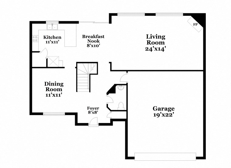 a floor plan of a house with a bedroom and a living room