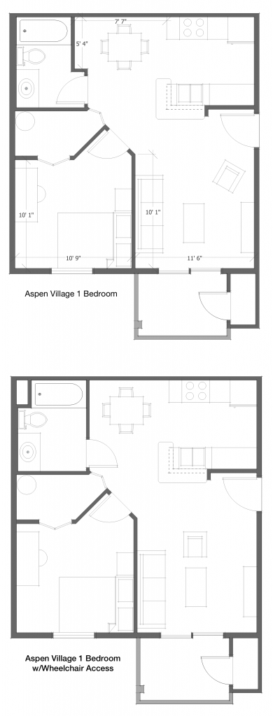 1 Bed 1 Bath Floor Plan 1