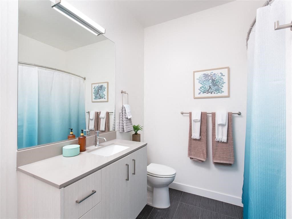 a bathroom with a sink toilet and a shower