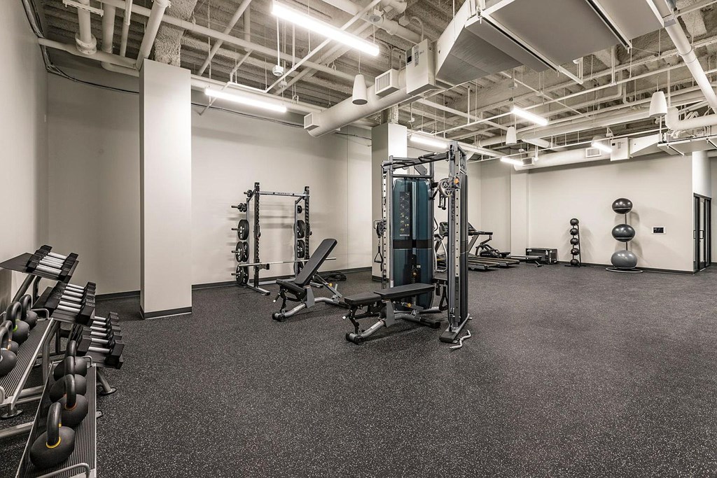 the gym in the basement of the building