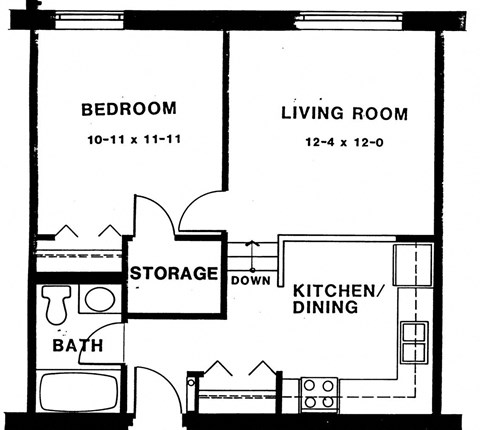 one bedroom one bathroom townhouse