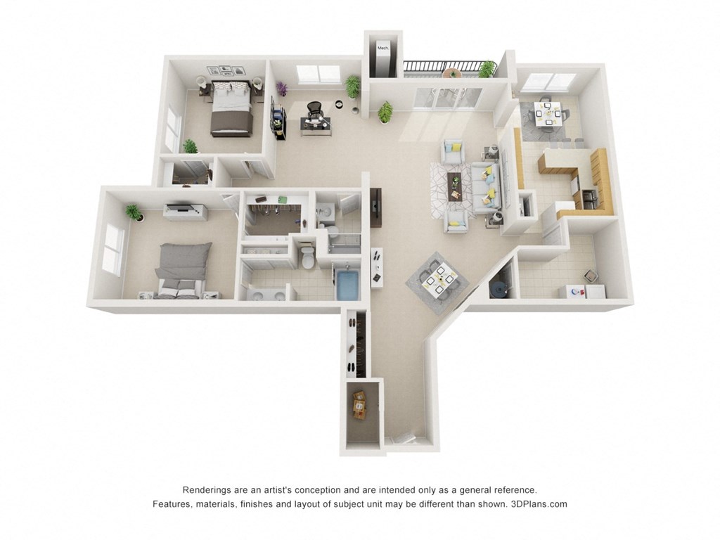 a bedroom floor plan with a bathroom and a living room
