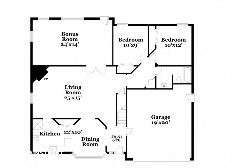a floor plan of a house with bedrooms and a living room