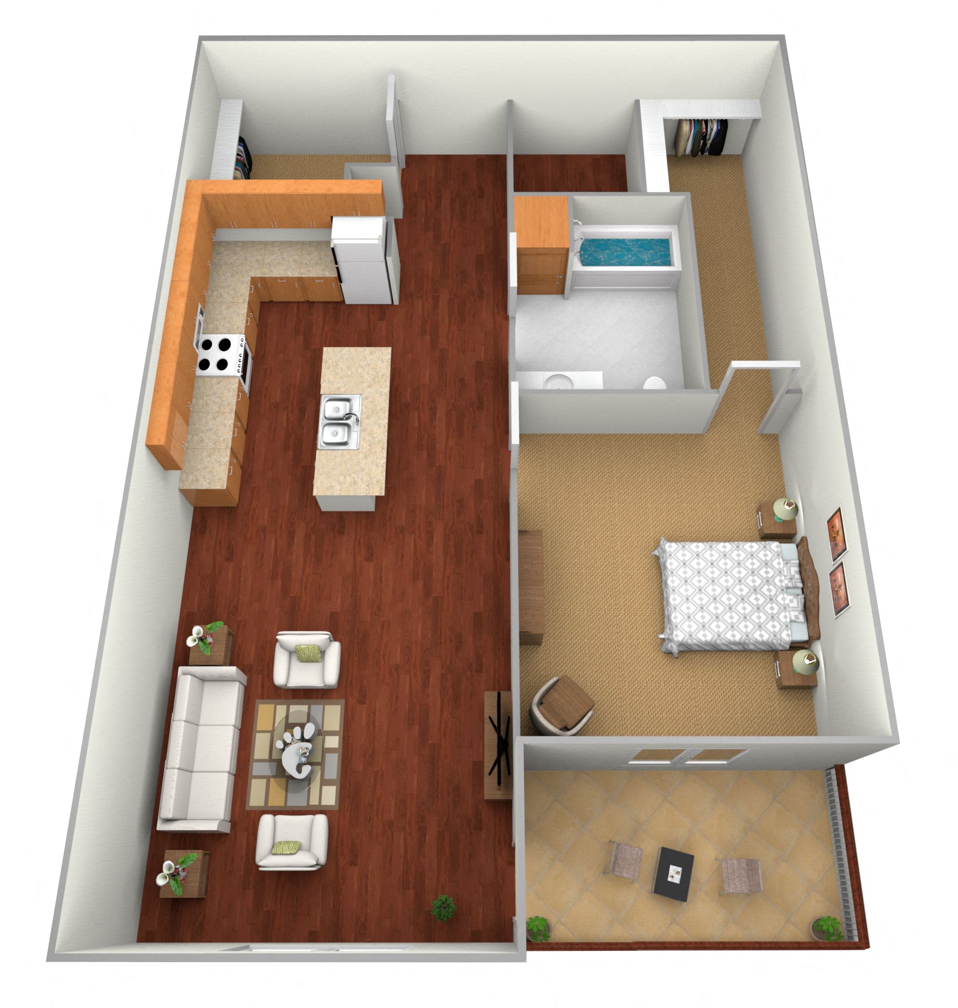 1 bedroom 1 bath Floor Plan at Beacon Estates, Fargo, North Dakota