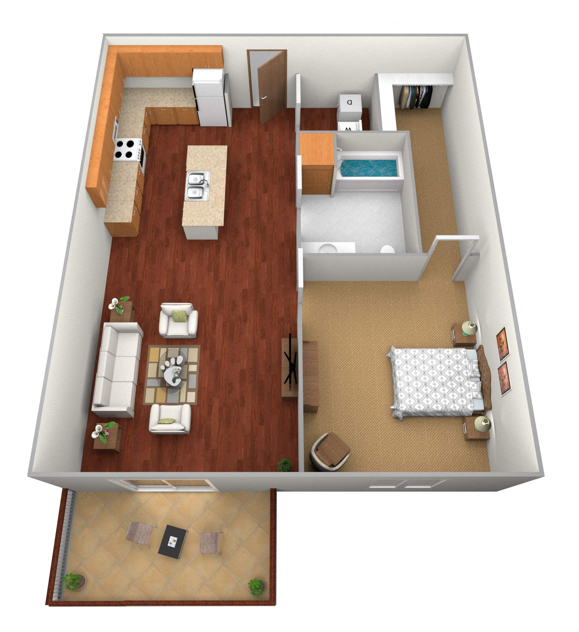 1 bed 1 bath Floor Plan at Beacon Estates, Fargo, 58103