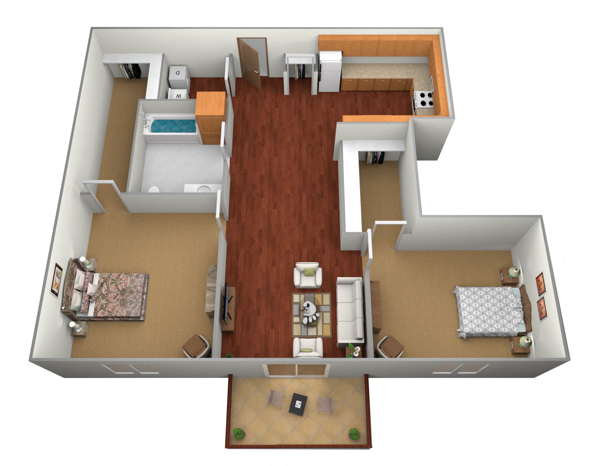 2 bed 1 bath Floor Plan at Beacon Estates, Fargo