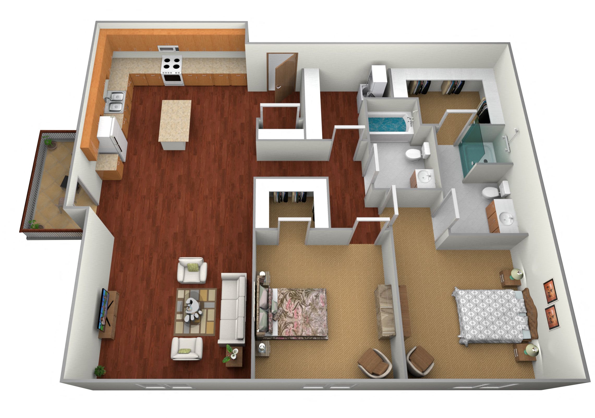2 bedroom 2 bath Floor Plan at Beacon Estates, North Dakota, 58103