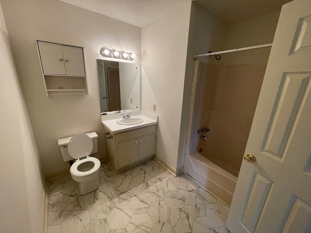 a bathroom with a sink toilet and a shower