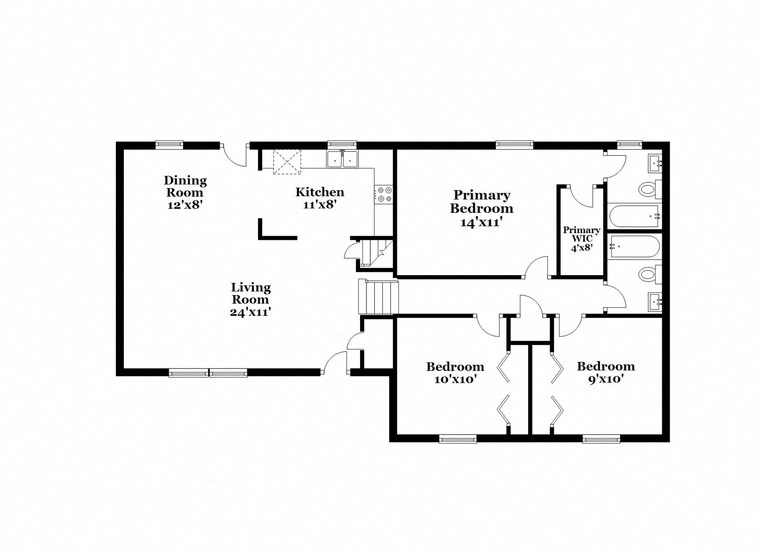 a floor plan of a house with bedrooms and a living room