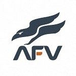 a logo of a bird with its wings up and a letter nv