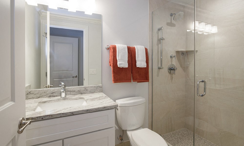 Stylish bathroom with shower