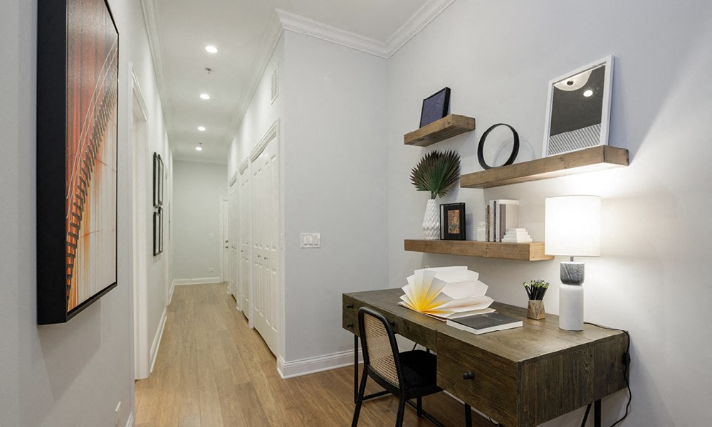 Cozy work space and desk with hall storage | Monroe Aberdeen  Place