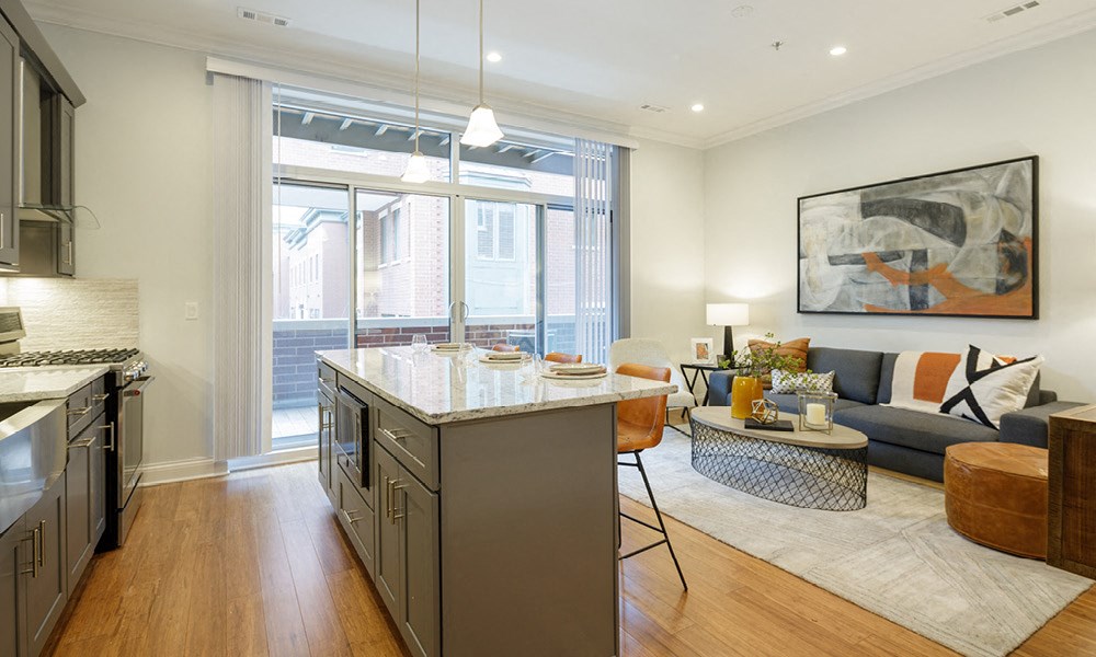 Open kitchen and living room floor plan | Monroe Aberdeen  Place