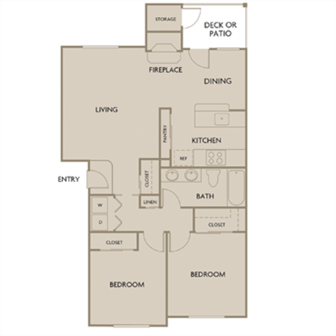 2 bed 2 bath A at Deer Creek Apartments, Puyallup, WA, 98373