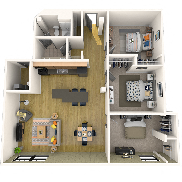 3 Bedroom, 1 Bath (Rate Per Bed)