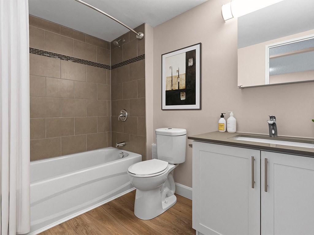 a bathroom with a toilet and a bath tub