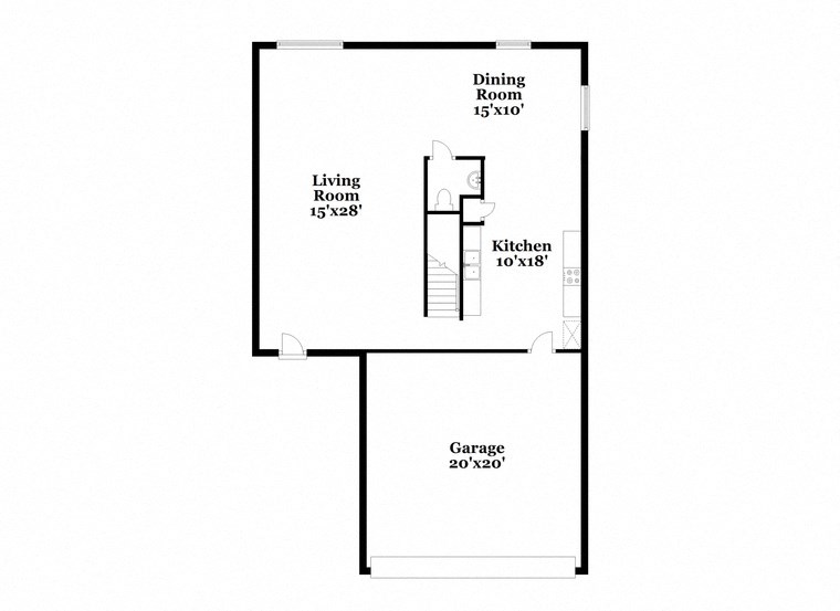 a floor plan of a house with a bedroom and a living room and a kitchen