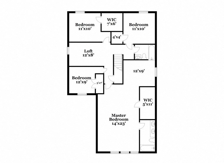 a floor plan of a house with a small footprint