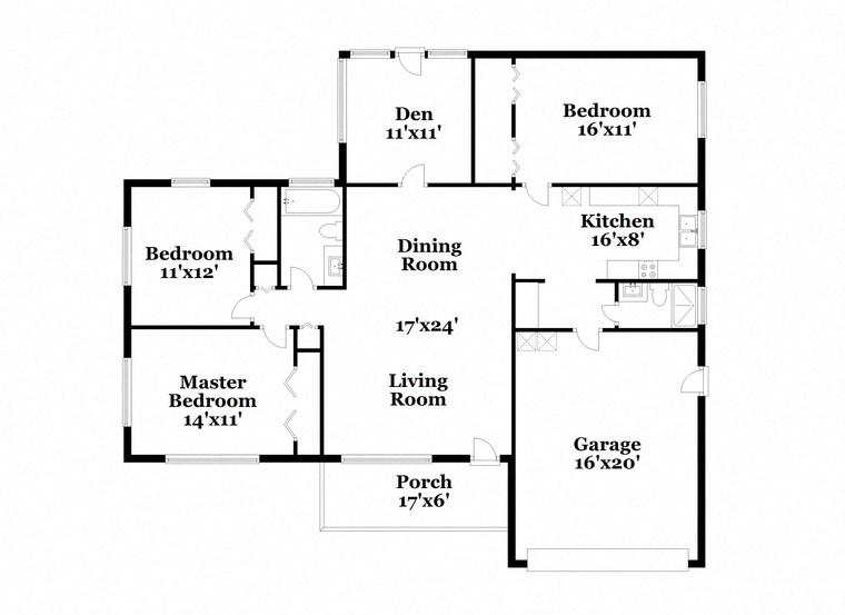 a floor plan of a house with bedrooms and a living room