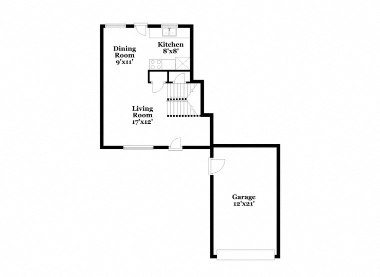 a floor plan of a house with a bedroom and a living room