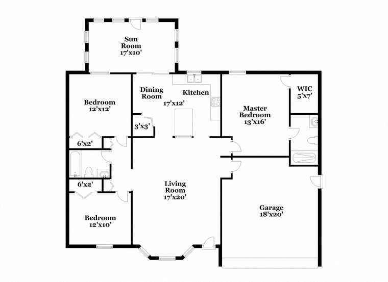floor plan of the second level of the house with two bedrooms and a large kitchen