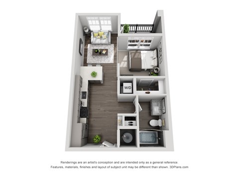 A2_Studio Floor Plan at Central Island Square, Daniel Island, South Carolina