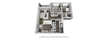 B4_2 Bed 1 Bath Floor Plan at Central Island Square, South Carolina, 29492