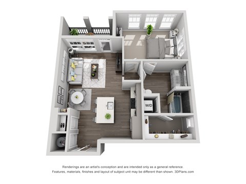 B6 1 Bed 1 Bath Floor Plan at Central Island Square, South Carolina