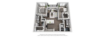 C1 2 Bed 2 Bath Floor Plan at Central Island Square, Daniel Island, SC, 29492