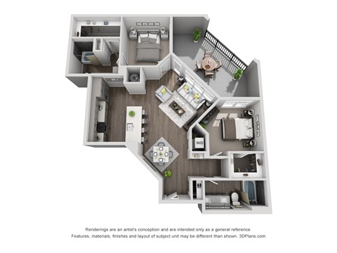 C2 2 Bed 2 Bath Floor Plan at Central Island Square, Daniel Island, SC