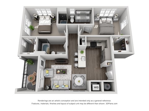 C4 2 Bed 2 Bath Floor Plan at Central Island Square, Daniel Island, South Carolina
