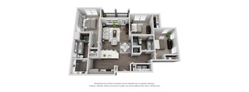 D2 3 Bed 2 Bath Floor Plan at Central Island Square, South Carolina, 29492