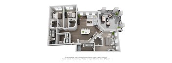 D9 3 Bed 2 Bath Floor Plan at Central Island Square, South Carolina