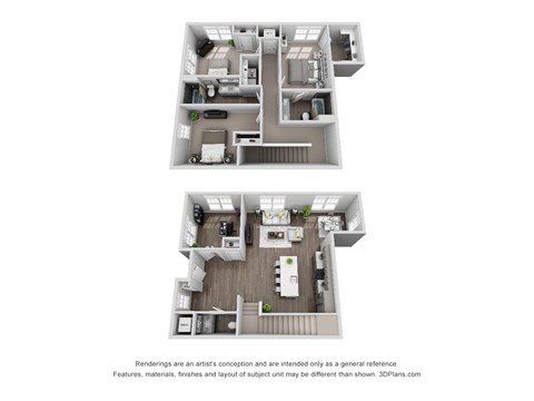 3 Bed 2 Bath Floor Plan at Central Island Square, Daniel Island, SC