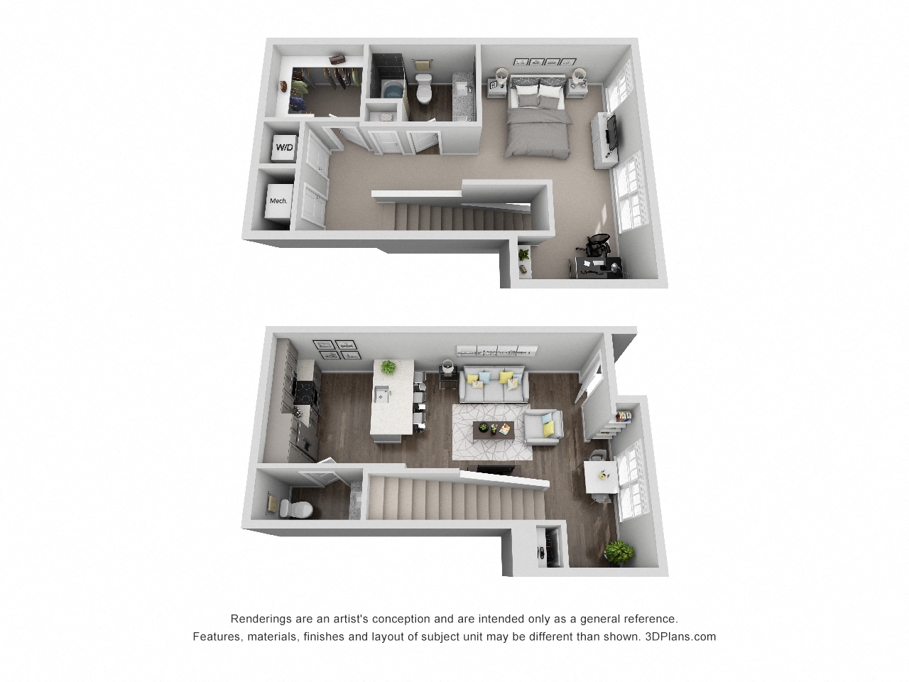 1 Bed 1 Bath Floor Plan at Central Island Square, Daniel Island, 29492